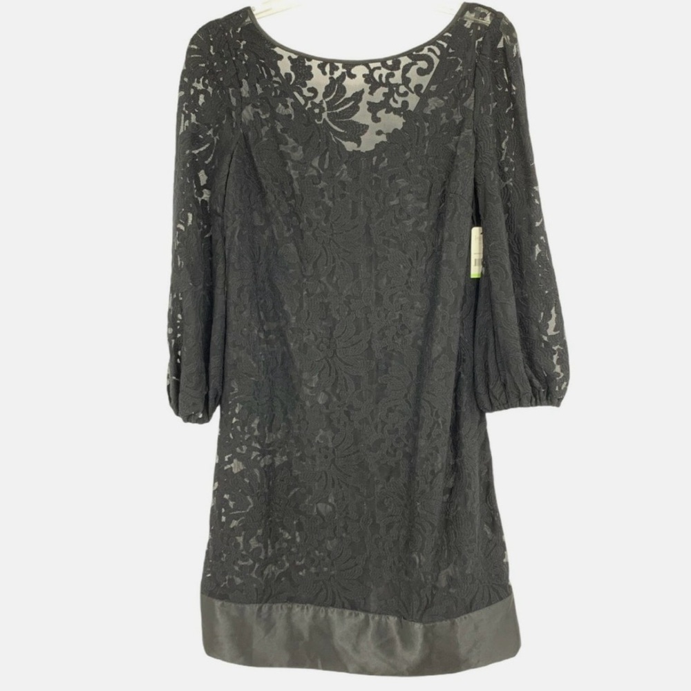 Laundry By Shelli Segal NWT Black Lace 3/4 Sleeve Dress